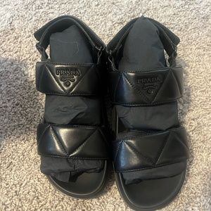 Black Padded Nappa Leather Sandals | PRADA